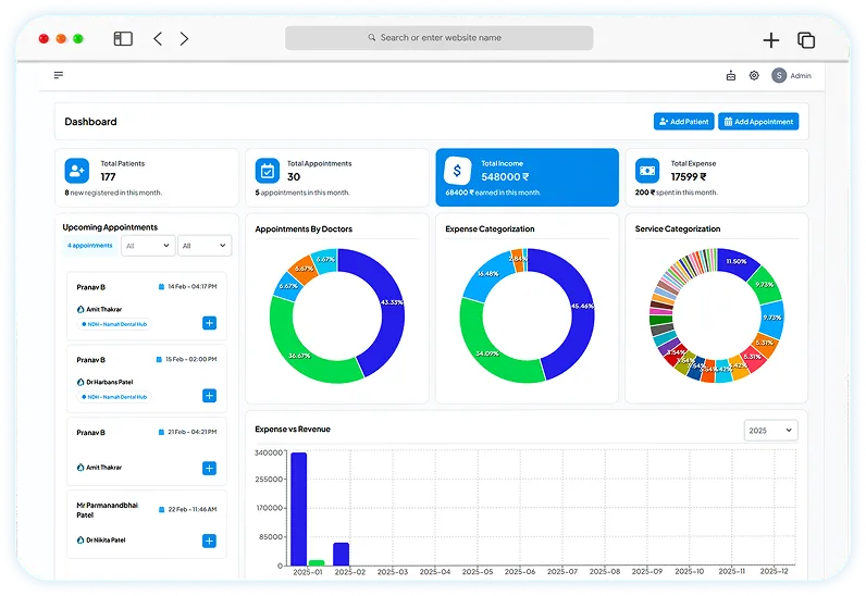 Denti360 patient management screen showing patient profiles and history