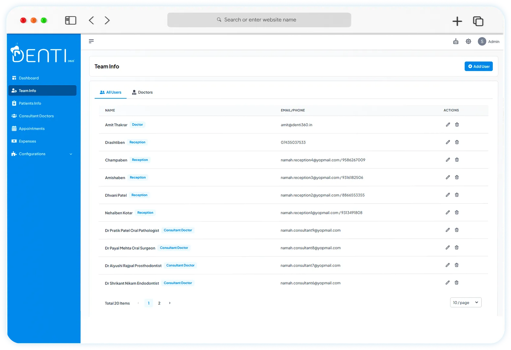Denti360 role-based access settings