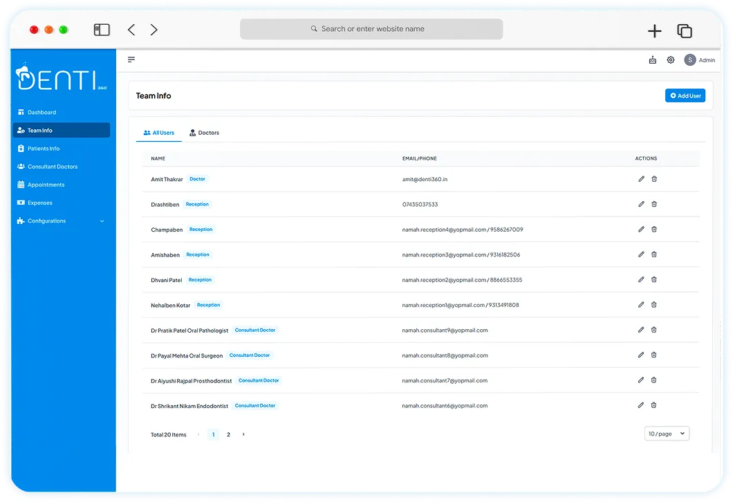 Denti360 Customizable Configurations screen